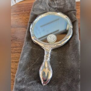Vintage Godinger Silver Plated Makeup Mirror with Drawstring Pouch